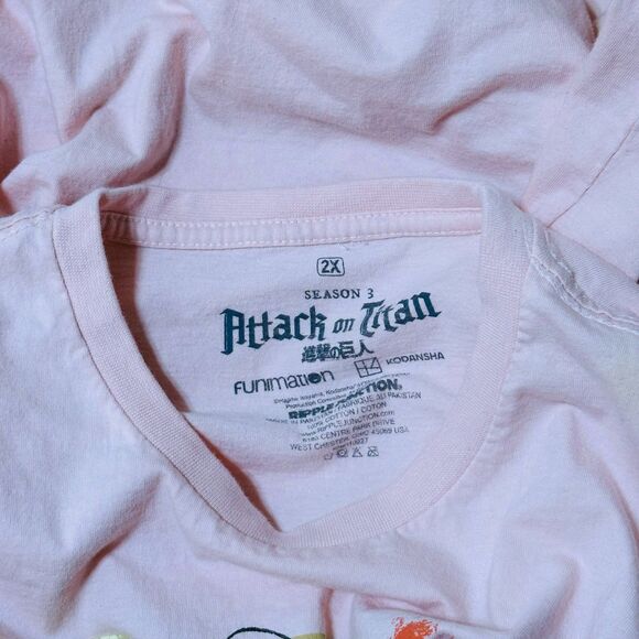 Attack on Titan Season 3 Men's Graphic Tee Big and Tall Size 2X Long Sleeve Pink - Picture 3 of 4